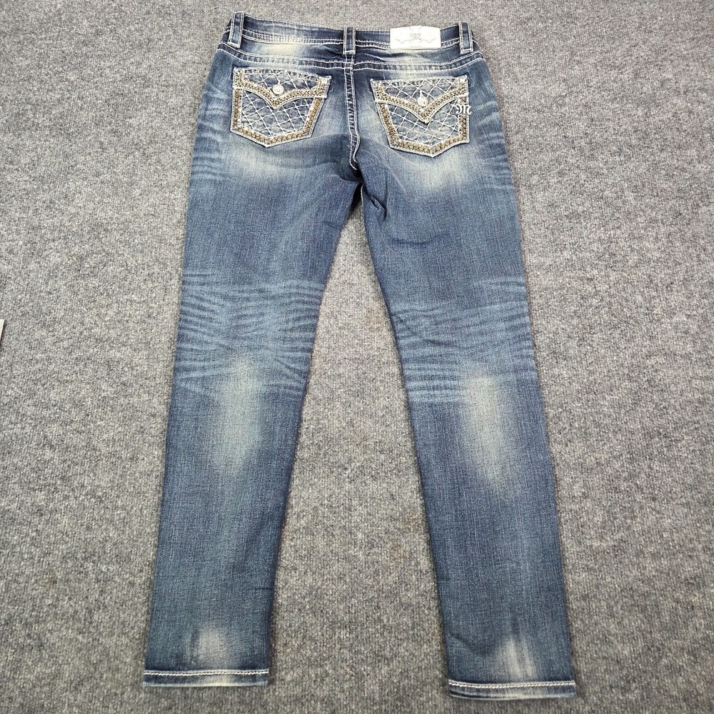 Miss Me Hailey Skinny Jeans Size 30 Medium Wash Y2k Pocket Rhinestone Embellish